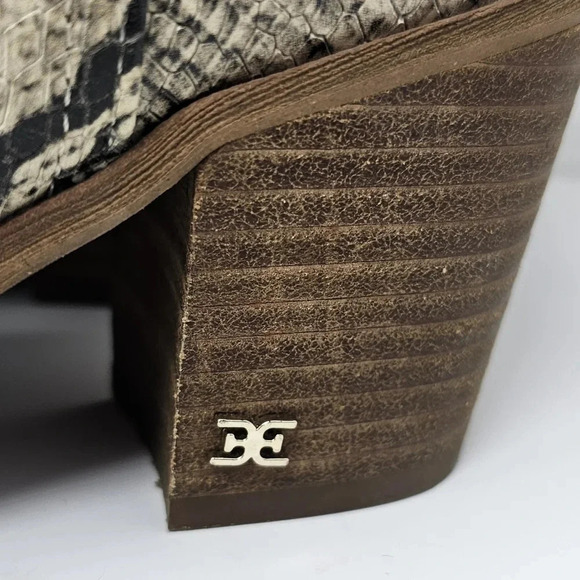 Sam Edelman Women's Leonia Block Heel Leather Snake Print Booties Size 6 - Picture 5 of 16